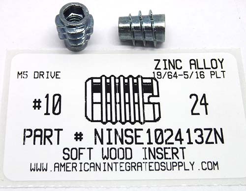 10-24 SOFT WOOD INSERT ZINC ALLOY 19/64-5/16 PILOT .517