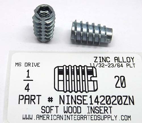 1/4-20 SOFT WOOD INSERT ZINC ALLOY 11/32-23/64 PILOT .789