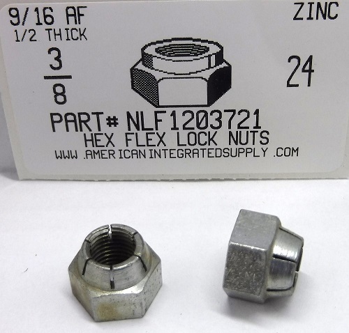 ろっく NLF1203721 | 3/8-24 HEX FLEX LOCK NUT STEEL ZINC PLATED 9/16 AF X