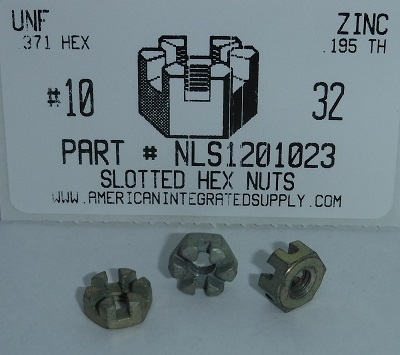 #10-32 HEX SLOTTED NUT STEEL ZINC PLATED (DISCONTINUED WILL NOT RESTOCK)