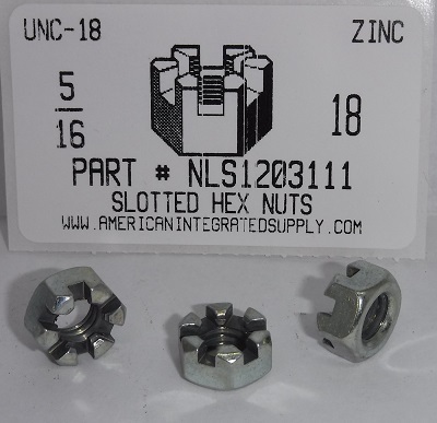 5/16-18 SLOTTED HEX NUT STEEL