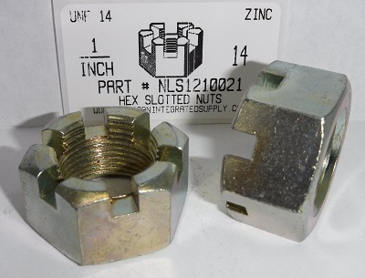 1-14 HEX SLOTTED NUT STEEL ZINC PLATED