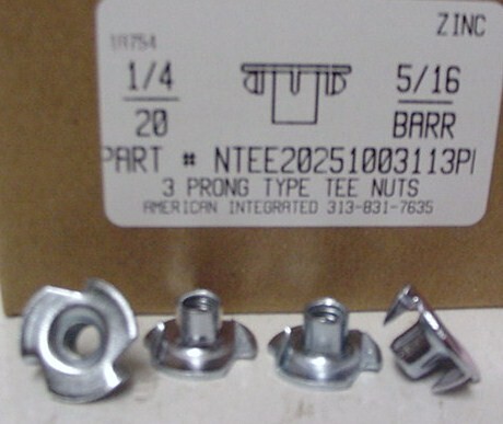 1/4-20X5/16 BARREL 3 PRONG TEE NUT STEEL ZINC PLATED
