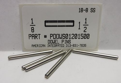1/8X1-1/2 DOWEL PIN 18-8 STAINLESS STEEL