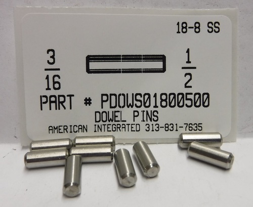 3/16X1/2 DOWEL PIN 18-8 STAINLESS STEEL