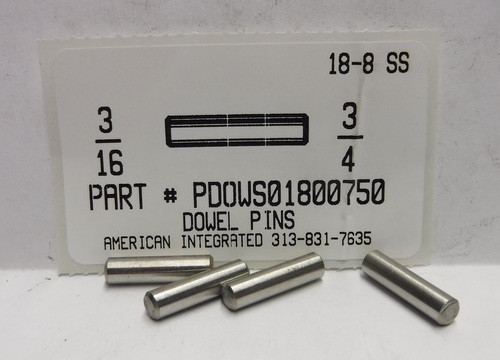 3/16X3/4 DOWEL PIN 18-8 STAINLESS STEEL