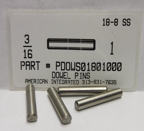 3/16X1 DOWEL PIN 18-8 STAINLESS STEEL