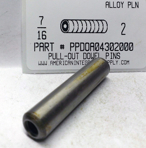 7/16X2 PULL DOWEL PIN ALLOY STEEL PLAIN 1/4-20 INTERNAL THREAD (DISCONTINUED)