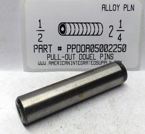 1/2X2-1/4 PULL DOWEL PIN ALLOY STEEL PLAIN 1/4-20 INTERNAL THREAD (DISCONTINUED)