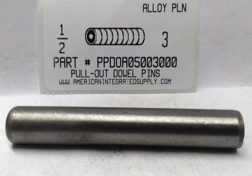 1/2X3 PULL DOWEL PIN ALLOY STEEL PLAIN 1/4-20 INTERNAL THREAD (DISCONTINUED)