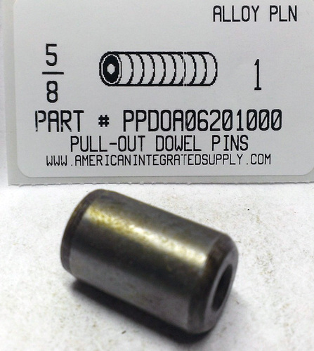 5/8X1 PULL DOWEL PIN ALLOY STEEL PLAIN 1/4-20 INTERNAL THREAD (DISCONTINUED)