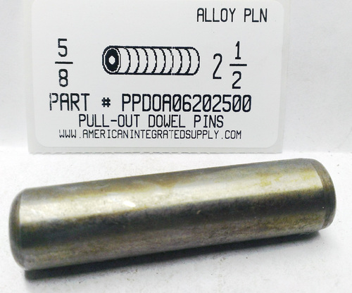 5/8X2-1/2 PULL DOWEL PIN ALLOY STEEL PLAIN 1/4-20 INTERNAL THREAD (DISCONTINUED)