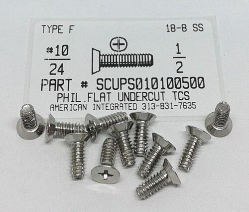 #10-24X1/2 UNDERCUT FLAT HEAD PHILLIPS THREAD CUTTING SCREW