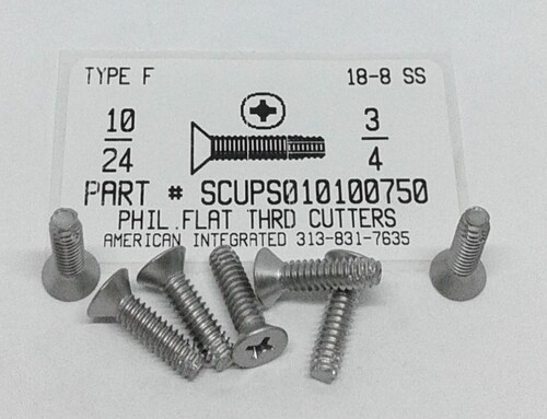#10-24X3/4 UNDERCUT FLAT HEAD PHILLIPS THREAD CUTTING SCREW