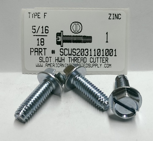 5/16-18X1 HEX WASHER HEAD SLOTTED THREAD CUTTING SCREW