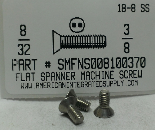 #8-32X3/8 FLAT HEAD SPANNER DRIVE MACHINE SCREW 18-8 STAINLESS STEEL