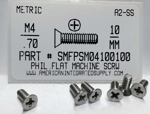 M4-.70X10MM FLAT HEAD PHILLIPS MACHINE SCREW A2 STAINLESS STEEL D965