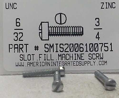 #6-32X3/4 FILLISTER HEAD SLOTTED MACHINE SCREW STEEL ZINC PLATED
