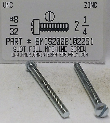 #8-32X2-1/4 FILLISTER HEAD SLOTTED MACHINE SCREW STEEL ZINC PLATED (DISCONTINUED)