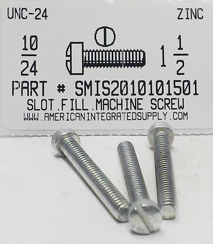 #10-24X1-1/2 FILLISTER HEAD SLOTTED MACHINE SCREW STEEL ZINC PLATED (DISCONTINUED)