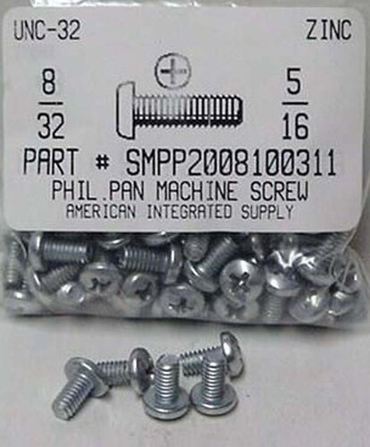 #8-32X5/16 PAN HEAD PHILLIPS MACHINE SCREW STEEL ZINC PLATED