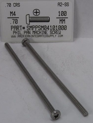 M4-.70X100MM PAN HEAD PHILLIPS MACHINE SCREW A2 STAINLESS STEEL D7985
