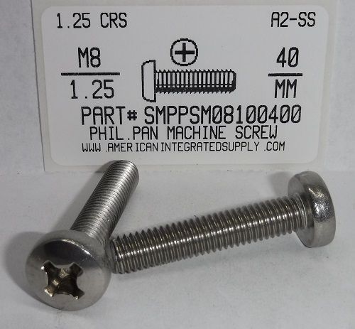 M8-1.25X40MM PAN PHIL MACHINE