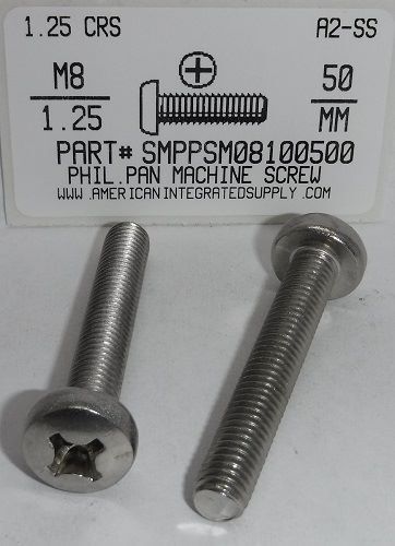 M8-1.25X50MM PAN HEAD PHILLIPS MACHINE SCREW