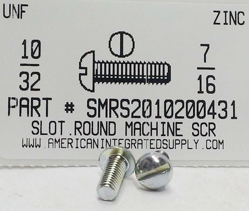 #10-32X7/16 ROUND HEAD SLOT MACHINE SCREW STEEL ZINC PLATED