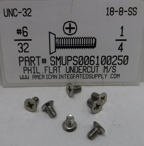 #6-32X1/4 UNDERCUT FLAT HEAD PHILLIPS MACHINE SCREW 18-8 STAINLESS STEEL