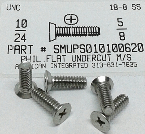 #10-24X5/8 UNDERCUT FLAT HEAD PHILLIPS MACHINE SCREW 18-8 STAINLESS STEEL (DISCONTINUED)