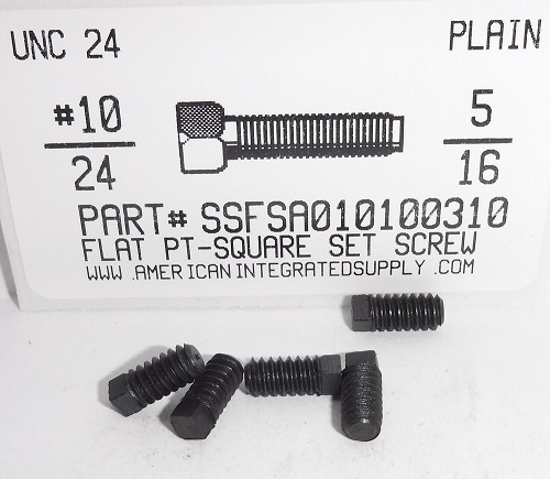 #10-24X5/16 SQUARE HEAD SET SCREW FLAT POINT CASE HARDENED STEEL PLAIN (DISCONTINUED)