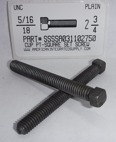 5/16-18X2-3/4 SQUARE HEAD SET SCREW CUP POINT CASE HARDENED STEEL PLAIN (DISCONTINUED)