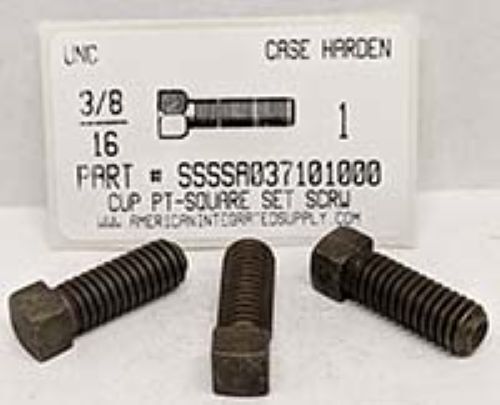 3/8-16X1 SQUARE HEAD SET SCREW CUP POINT CASE HARDENED STEEL PLAIN