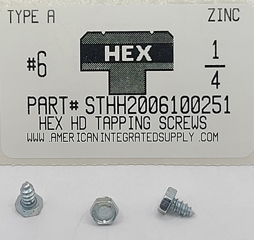 #6X1/4 HEX HEAD TAPPING SCREW AB STEEL ZINC PLATED (DISCONTINUED)