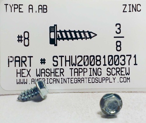 #8X3/8 HEX WASHER HEAD TAPPING SCREW AB STEEL ZINC PLATED (DISCONTINUED)