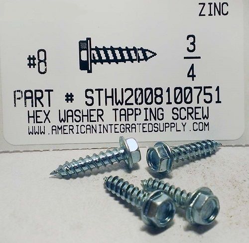 #8X3/4 HEX WASHER HEAD TAPPING SCREW AB STEEL ZINC PLATED (DISCONTINUED)
