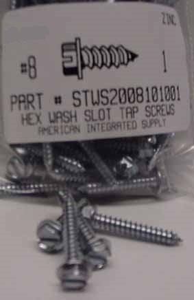#8X1 HEX WASHER HEAD SLOTTED TAPPING SCREW A STEEL ZINC PLATED