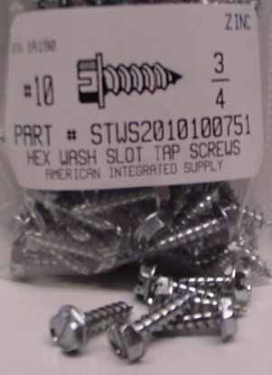 #10X3/4 HEX WASHER HEAD SLOTTED TAPPING SCREW TYPE A STEEL ZINC PLATED