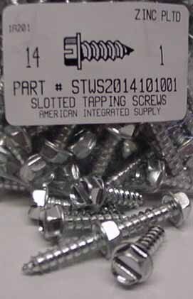 #14X1 HEX WASHER HEAD SLOTTED TAPPING SCREW A STEEL ZINC PLATED
