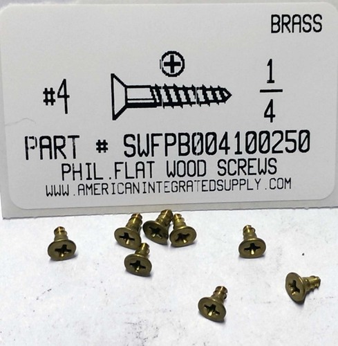 #4X1/4 FLAT HEAD PHILLIPS WOOD SCREW BRASS