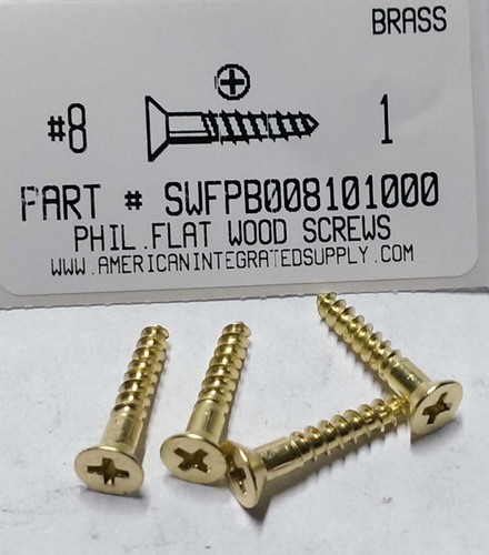 #8X1 FLAT HEAD PHILLIPS WOOD SCREW BRASS