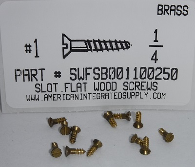 #1X1/4 FLAT HEAD SLOTTED WOOD SCREW BRASS