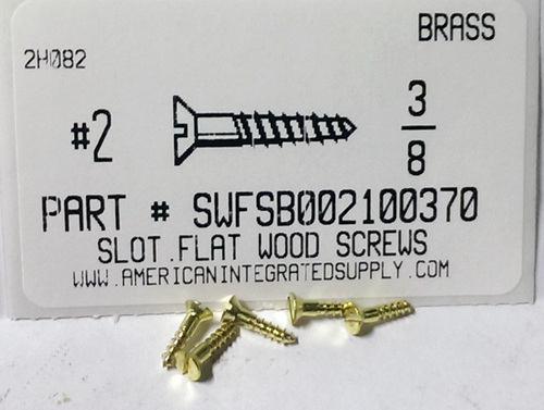 #2X3/8 FLAT HEAD SLOTTED WOOD SCREW BRASS