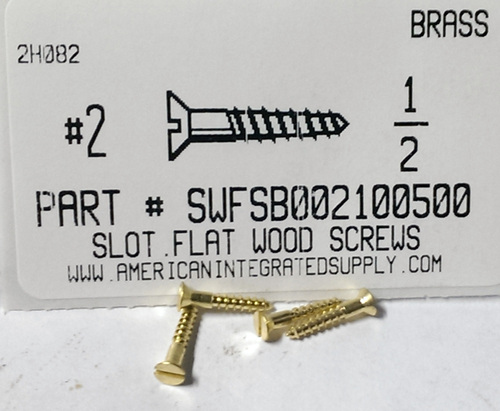 #2X1/2 FLAT HEAD SLOTTED WOOD SCREW BRASS