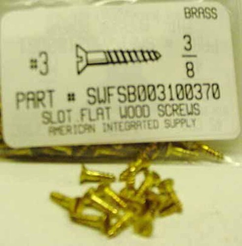 #3X3/8 FLAT HEAD SLOTTED WOOD SCREW BRASS