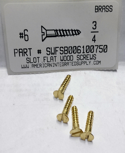 #6X3/4 FLAT HEAD SLOTTED WOOD SCREW BRASS