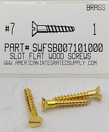 #7X1 FLAT HEAD SLOTTED WOOD SCREW BRASS