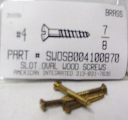 #4X7/8 OVAL HEAD SLOTTED WOOD SCREW BRASS