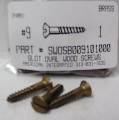 #9X1 OVAL HEAD SLOTTED WOOD SCREW BRASS (DISCONTINUED)